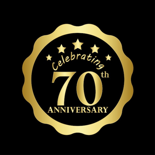 Logotipo de fondo del 70 aniversario de oro vectorial