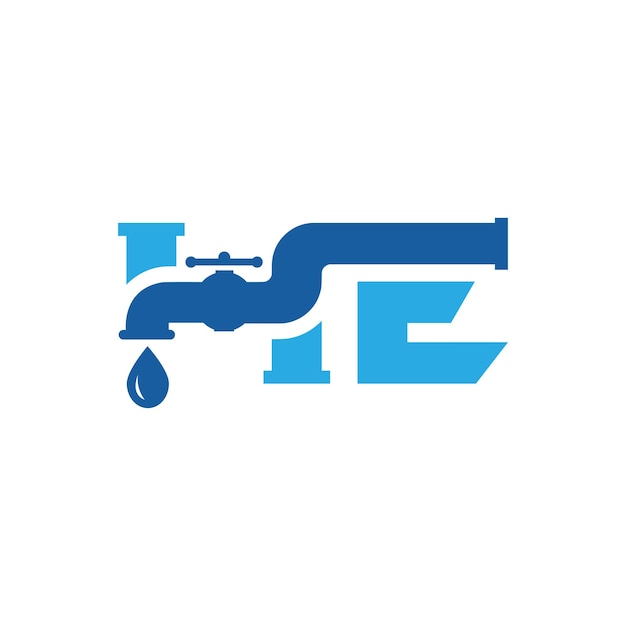 Logotipo de fontanería de la letra HE