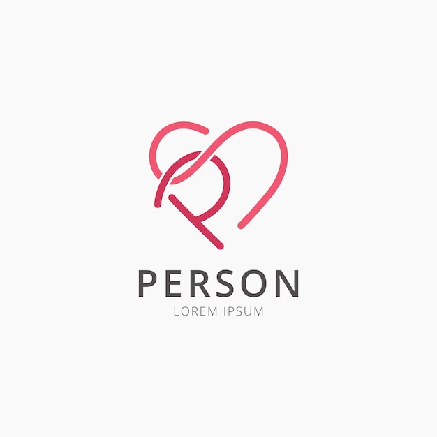 El logotipo en forma de corazón de la letra PS o SP Ilustración vectorial del icono del monograma.