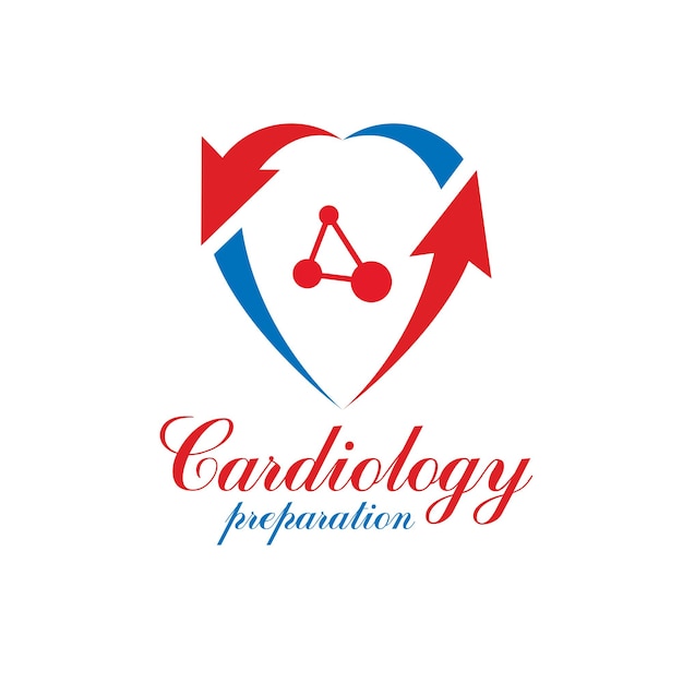 Logotipo de forma de corazón vectorial creado con conexiones de estructura alámbrica, malla. Metáfora de la investigación científica y la cardiología. Concepto de tratamiento de enfermedades cardiovasculares para su uso como emblema del centro de cardio.