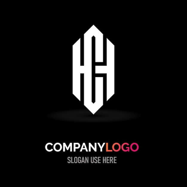 Logotipo de forma geométrica HCH minimalista moderno gratuito