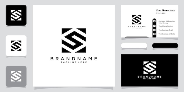 Logotipo de forma de monograma de arte minimalista con letra inicial S o SS con diseño de tarjeta de visita