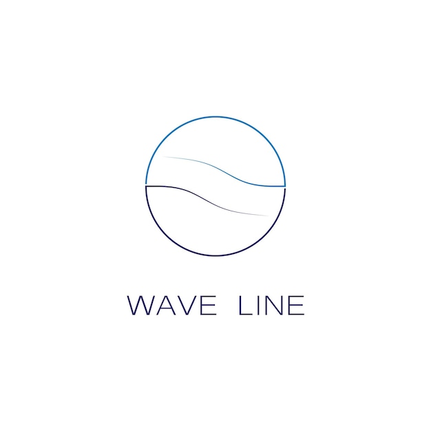 Logotipo de forma redonda aislada Logotipo de color azul Imagen de agua que fluye Superficie del río del océano del mar