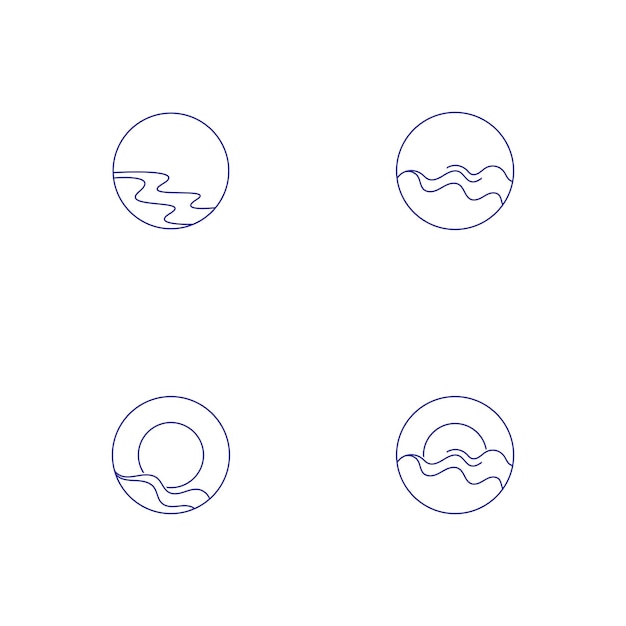Logotipo de forma redonda aislada Logotipo de color azul Imagen de agua que fluye Superficie del río del océano del mar