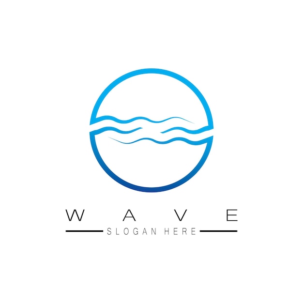 Logotipo de forma redonda aislada Logotipo de color azul Imagen de agua que fluye Superficie del río del océano del mar