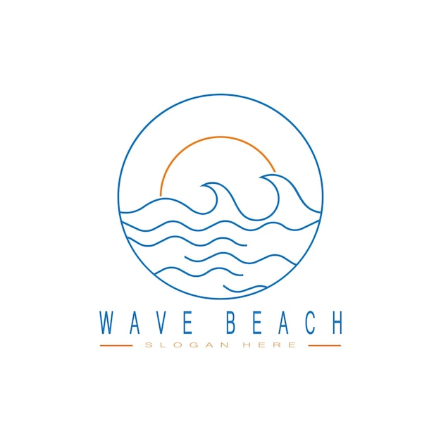 Logotipo de forma redonda aislada Logotipo de color azul Imagen de agua que fluye Superficie del río del océano del mar