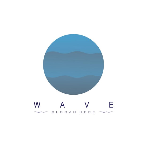 Logotipo de forma redonda aislada Logotipo de color azul Imagen de agua que fluye Superficie del río del océano del mar