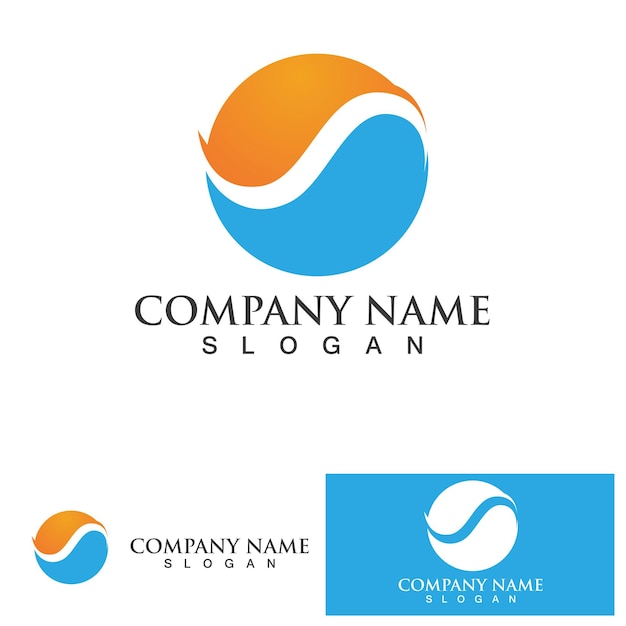 Logotipo de forma redonda aislada Logotipo de color azul Imagen de agua que fluye Superficie del río del océano del mar