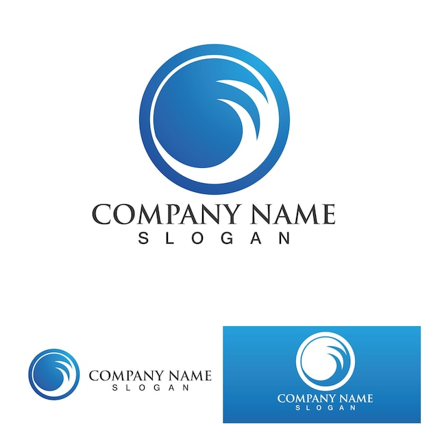 Logotipo de forma redonda aislada Logotipo de color azul Imagen de agua que fluye Superficie del río del océano del mar
