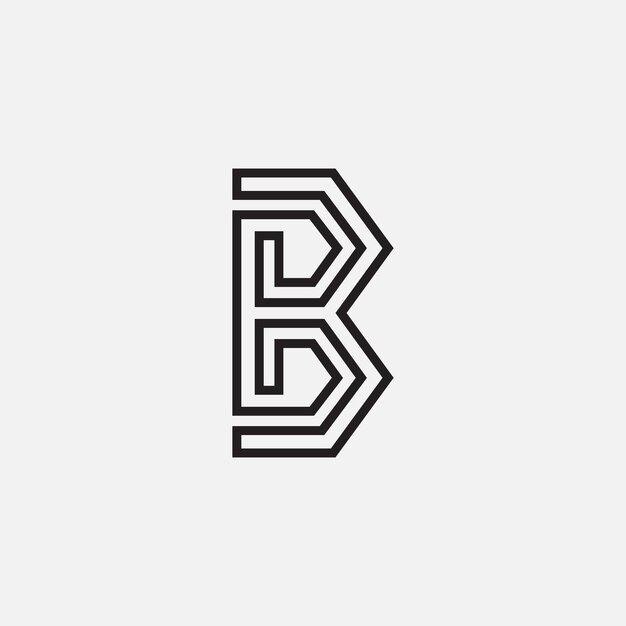 Logotipo de forma única minimalista de arte lineal de letra B