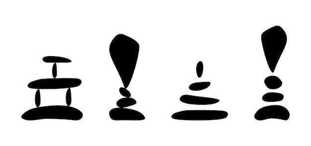 Logotipo de formas de piedras de equilibrio Conexión armoniosa de sentimientos y conciencia de iluminación con calma psicológica Belleza del equilibrio en la abstracción natural del vector