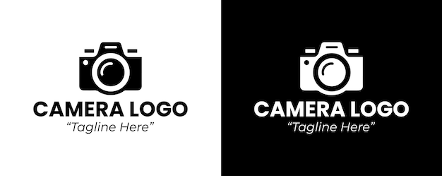 Logotipo de fotografía moderna con diseño de cámara simple para la identidad profesional