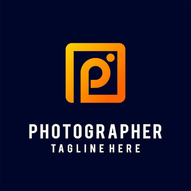 Logotipo de fotógrafo con concepto de letra p