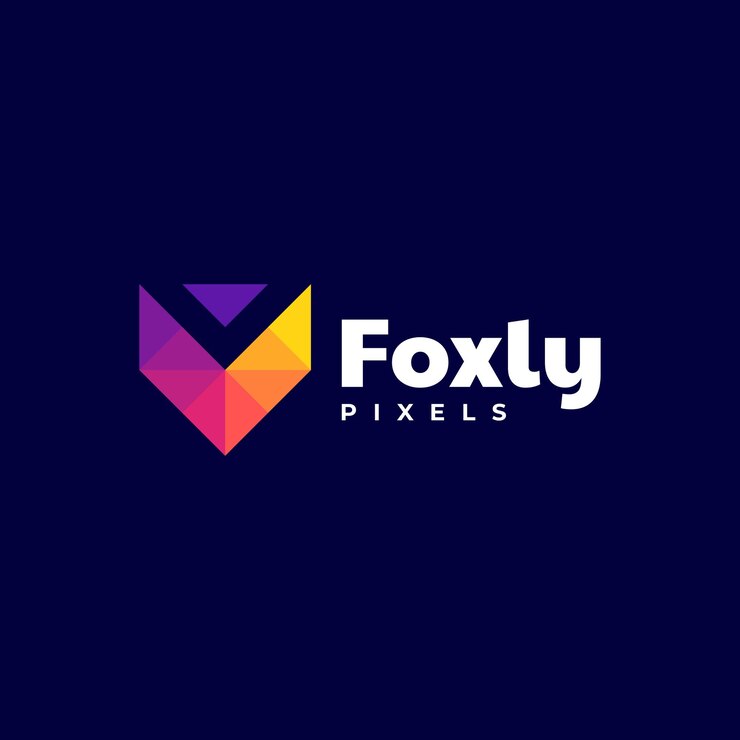 Vector logotipo fox letra v estilo colorido degradado
