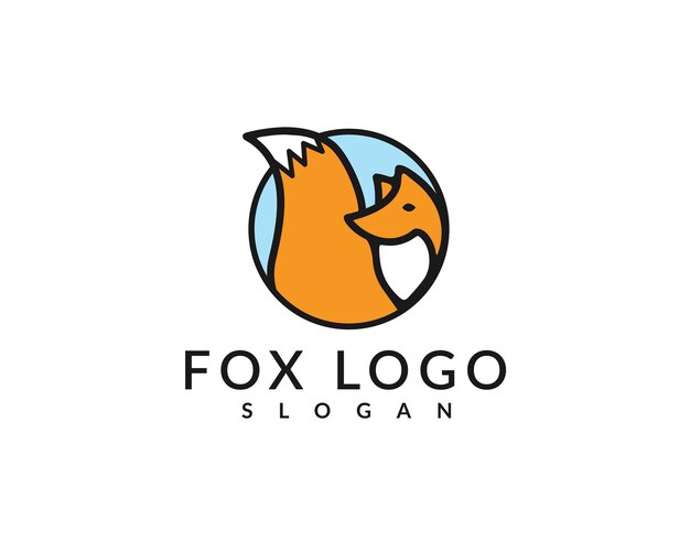 Logotipo de Fox mínimo con círculo vectorial y editable