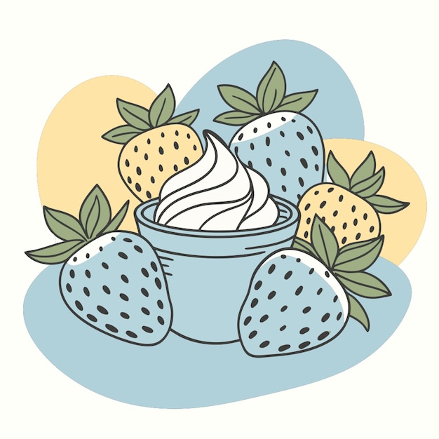logotipo de fresas y cremas circuito de línea de ilustración vectorial