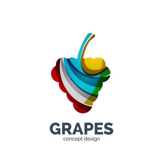 Vector logotipo de fruta abstracta creativa de uvas vectoriales