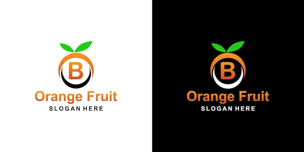 Logotipo de fruta naranja letra b