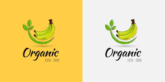Logotipo de fruta orgánica de plátano para frutería