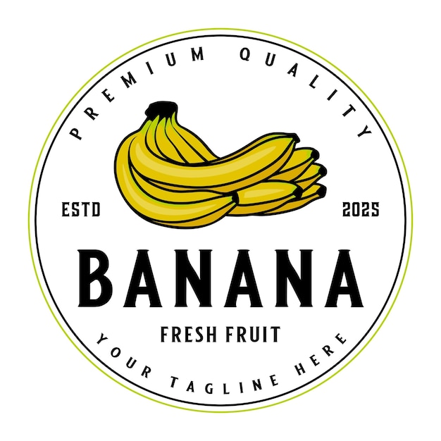 El logotipo de la fruta de plátano, el ícono de la Fruta de Plátano para las etiquetas, los íconos de las bebidas de jugo o las pegatinas