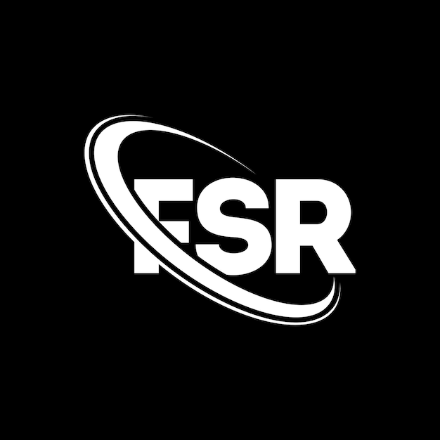El logotipo de FSR, la letra FSR, el diseño del logotipo de la carta FSR, las iniciales del logotipo FSR vinculadas con un círculo y un monograma en mayúscula, la tipografía FSR para el negocio tecnológico y la marca inmobiliaria.