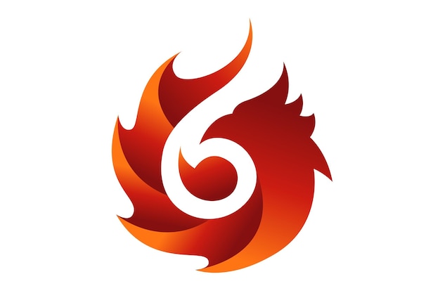 Vector logotipo de fuego de águila con forma de círculo color llama naranja ilustración vectorial