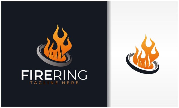 Logotipo de fuego y anillo