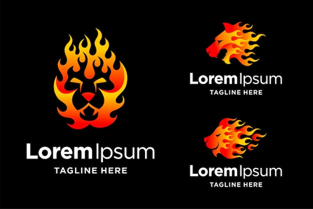 logotipo de fuego de animales con concepto múltiple