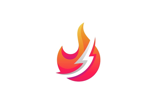 Logotipo de fuego con combinación de forma de trueno