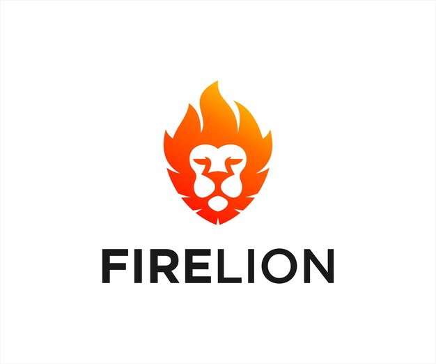 Logotipo de fuego de león o vector de león de llama