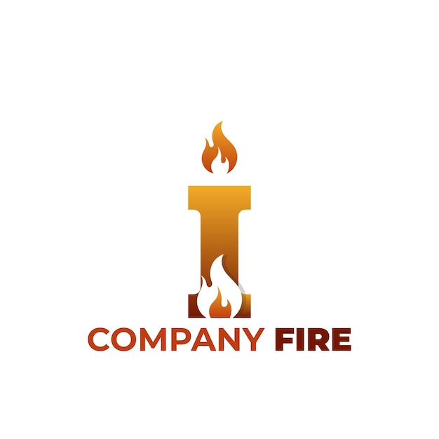 Logotipo de fuego y letra i