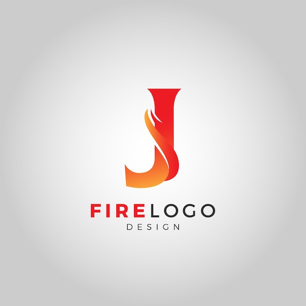 Logotipo de fuego con la letra J