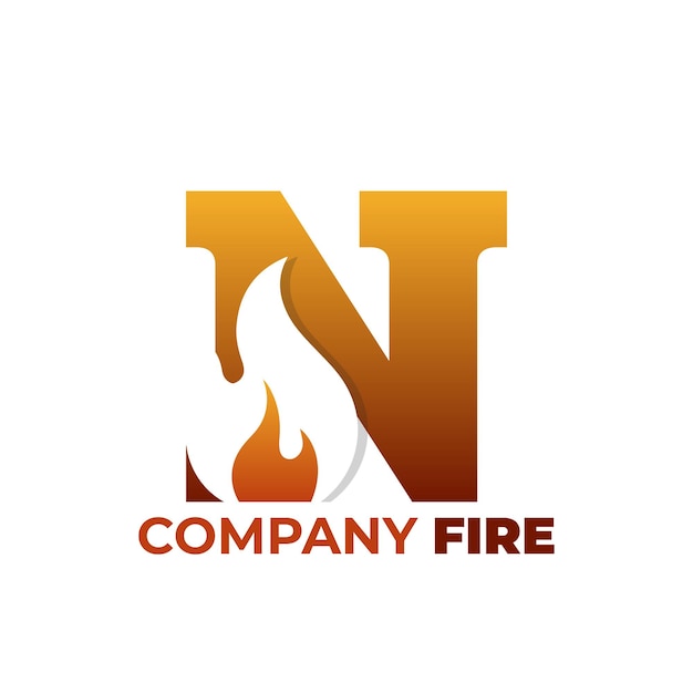 Logotipo de fuego y letra n