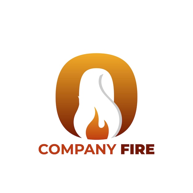 logotipo de fuego y letra o