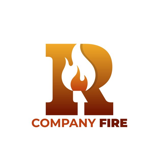 logotipo de fuego y letra r