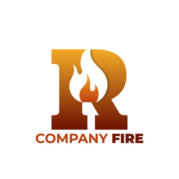 Logotipo de fuego y letra r