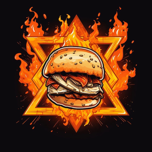 Vector el logotipo del fuego para el lugar de las hamburguesas