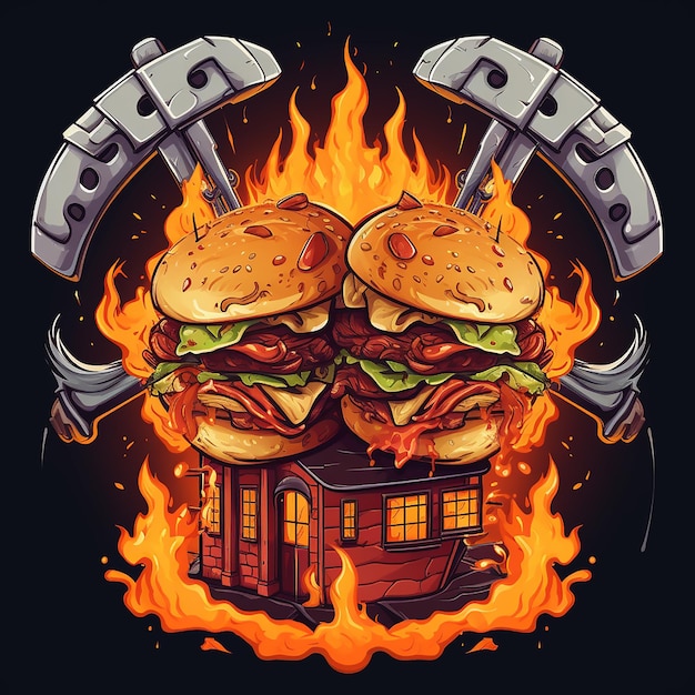 Vector el logotipo del fuego para el lugar de las hamburguesas