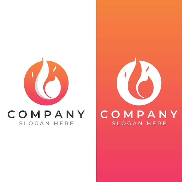 Logotipo de fuego o llama Logotipo de bola de fuego y brasas Uso de un concepto de diseño de plantilla de ilustración vectorial