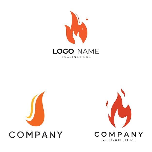 Logotipo de fuego o llama Logotipo de bola de fuego y brasas Uso de un concepto de diseño de plantilla de ilustración vectorial