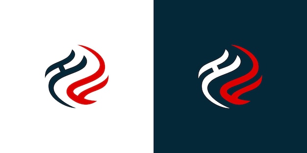 El logotipo del fuego tiene las iniciales H y F un simple logotipo de fuego