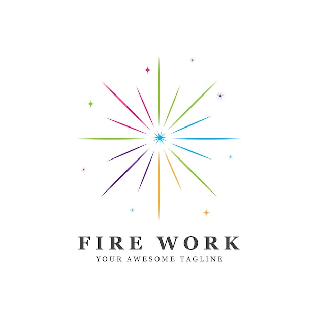 logotipo de fuegos artificiales vector icono ilustración diseño de logotipo para negocios marca celebración fuegos artificiales estrellas