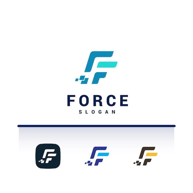 Logotipo de la fuerza tecnológica de la letra F