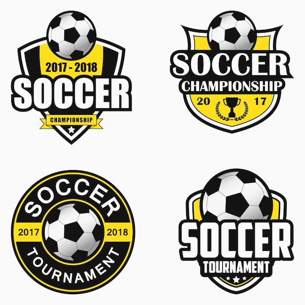 Logotipo de fútbol. Conjunto de diseños de emblemas deportivos. Ilustración vectorial.