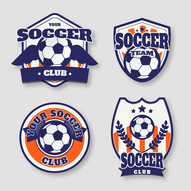 Logotipo de fútbol de diseño plano dibujado a mano