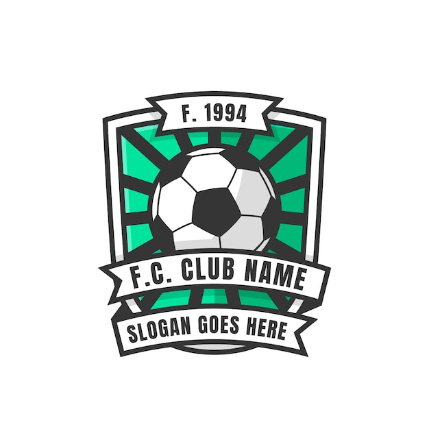Logotipo de fútbol de diseño plano dibujado a mano