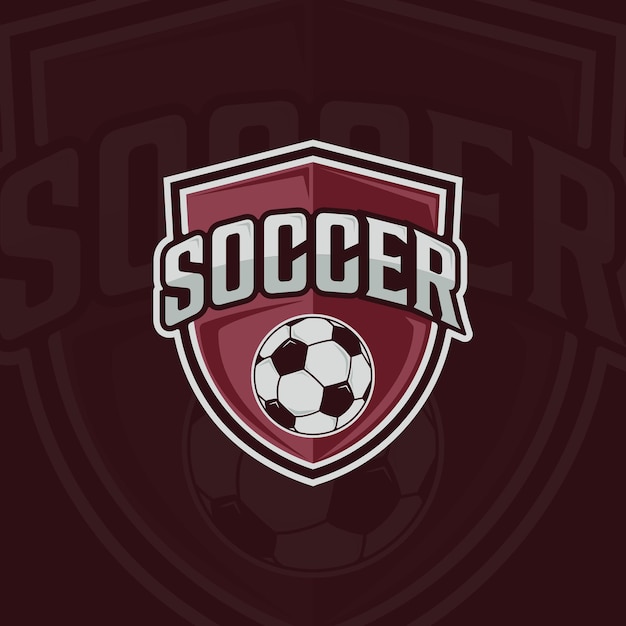 El logotipo del fútbol, el emblema del fútbol, la ilustración vectorial, la plantilla del icono, el diseño gráfico, el signo deportivo de la pelota.