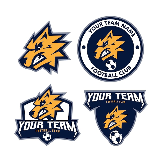 Vector logotipo de fútbol de lobo