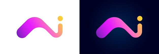 El logotipo futurista del monograma ai con el símbolo vectorial de diseño geométrico digital que representa el artificial