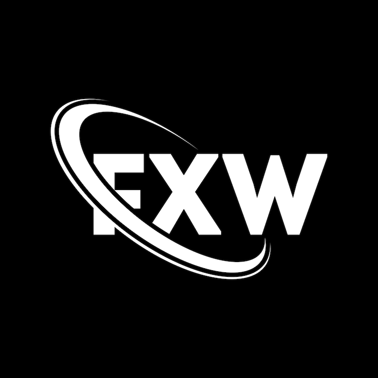 Vector el logotipo fxw, la letra fxw, el diseño del logotipo de la carta fxw, las iniciales fxw, vinculado con un círculo y un monograma en mayúscula, el logotipo xw, la tipografía fxw para negocios tecnológicos y la marca inmobiliaria.